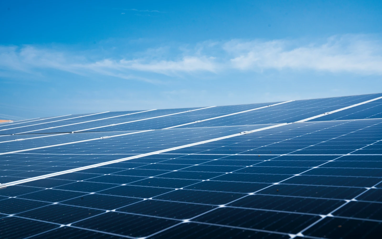 Rangées de panneaux solaires orientées sous un ciel bleu